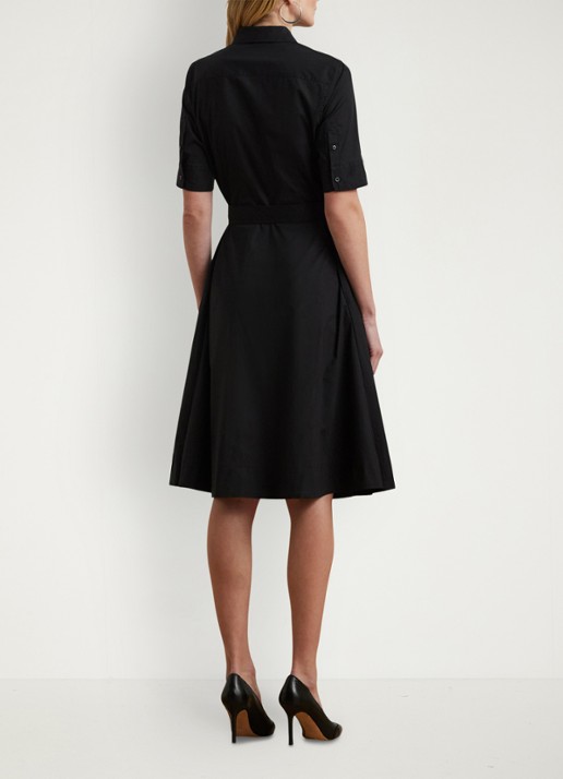 Ralph Lauren Overhemdjurk van katoenmix met ceintuur - achterkant 3 polo black / zwart