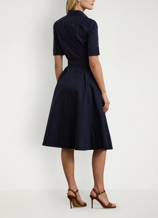 Ralph Lauren Overhemdjurk van katoenmix met ceintuur - achterkant 5 blauw