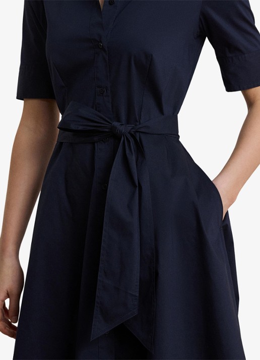 Ralph Lauren Overhemdjurk van katoenmix met ceintuur - detail 4 blauw