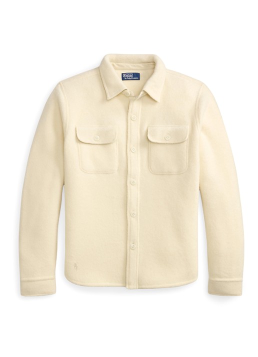 Ralph Lauren Overshirt in wolblend met borstzakken - voorkant andover cream / creme