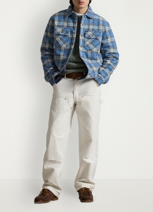 Ralph Lauren Overshirt in wolblend met ruitdessin en borstzakken - voorkant 3 blue plaid / blauw