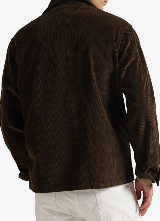 Ralph Lauren Overshirt van corduroy met opgestikte zakken - achterkant 5 dark beech / donkerbruin