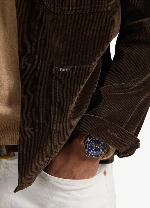 Ralph Lauren Overshirt van corduroy met opgestikte zakken - detail 2 dark beech / donkerbruin