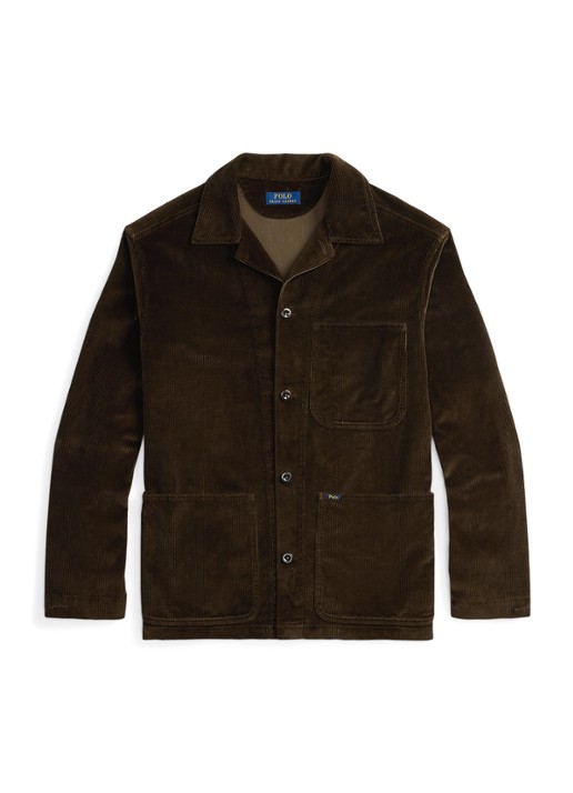 Ralph Lauren Overshirt van corduroy met opgestikte zakken - voorkant 3 dark beech / donkerbruin