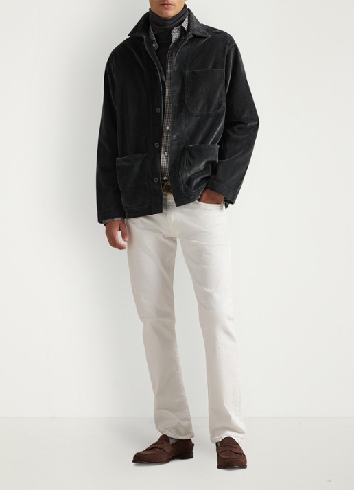 Ralph Lauren Overshirt van corduroy met opgestikte zakken - voorkant 5 deep grey / donkergrijs