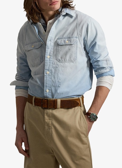 Ralph Lauren Overshirt van denim met borstzakken - voorkant 4 indigo