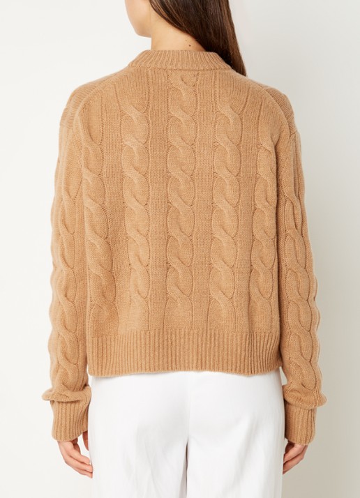 Ralph Lauren Oversized kabelgebreide pullover in kasjmierblend  - achterkant 4 camel