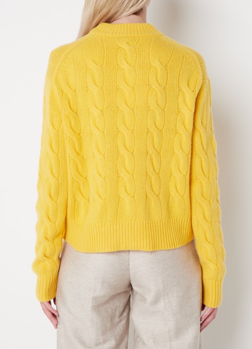 Ralph Lauren Oversized kabelgebreide pullover in kasjmierblend  - achterkant 3 geel