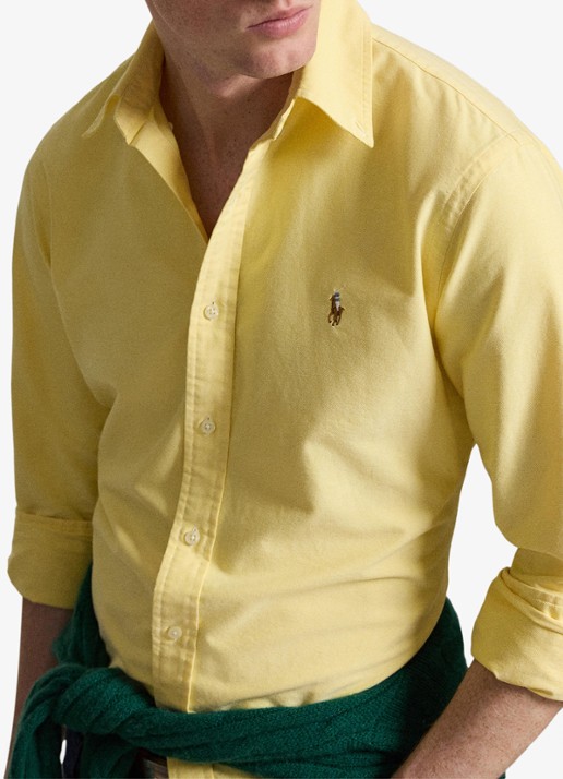 Ralph Lauren Oxford custom fit overhemd met button down kraag - detail 3 yellow oxford / geel