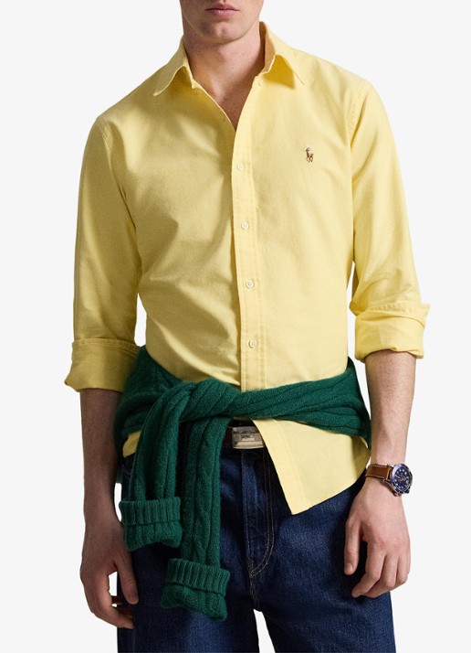 Ralph Lauren Oxford custom fit overhemd met button down kraag - voorkant 5 yellow oxford / geel