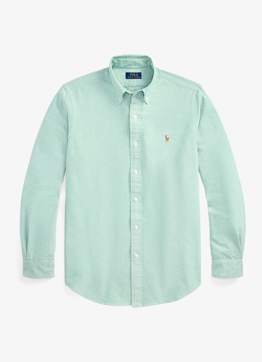 Ralph Lauren Oxford custom fit overhemd met button down kraag - voorkant 2 hillside green / mintgroen