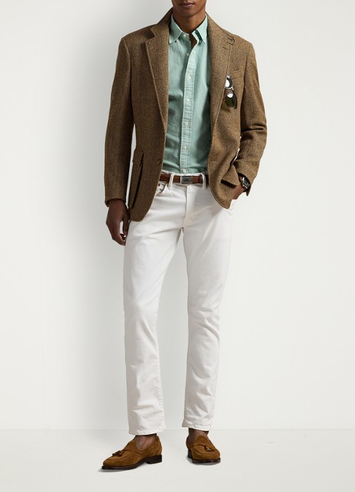 Ralph Lauren Oxford custom fit overhemd met button down kraag - voorkant 3 hillside green / mintgroen