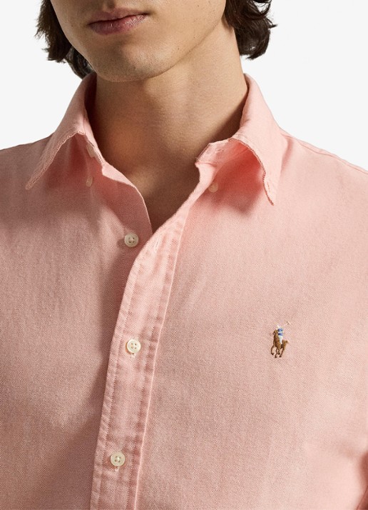 Ralph Lauren Oxford custom fit overhemd met button down kraag - detail 4 peach