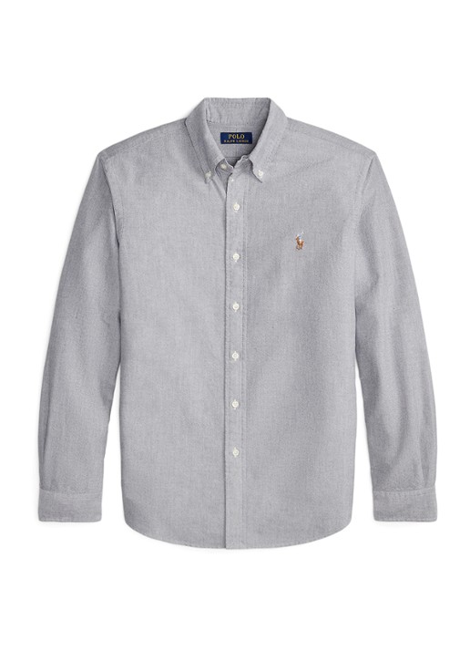 Ralph Lauren Oxford custom fit overhemd met button down kraag - voorkant 4 slate