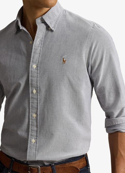 Ralph Lauren Oxford custom fit overhemd met button down kraag - detail 4 navy