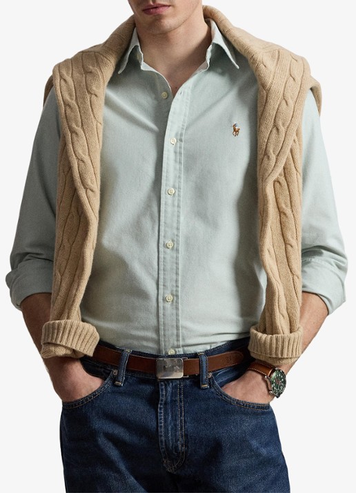 Ralph Lauren Oxford custom fit overhemd met button down kraag - voorkant 2 faded mint-31r6