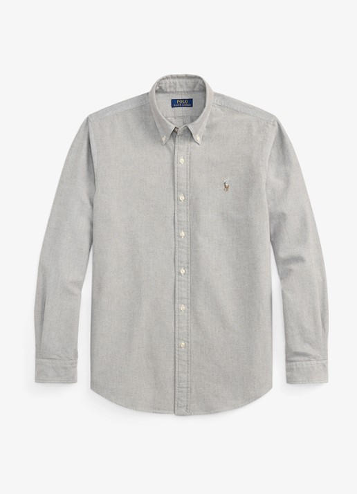 Ralph Lauren Oxford custom fit overhemd met button down kraag - voorkant nutmeg brwn zxw5 / bruin