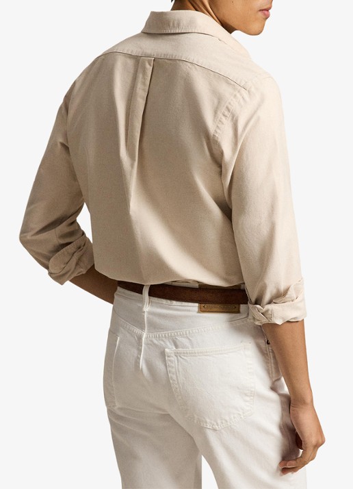 Ralph Lauren Oxford custom fit overhemd met button down kraag - achterkant camel/white / camel