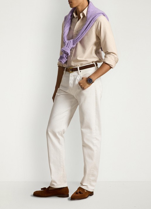 Ralph Lauren Oxford custom fit overhemd met button down kraag - detail 2 camel/white / camel