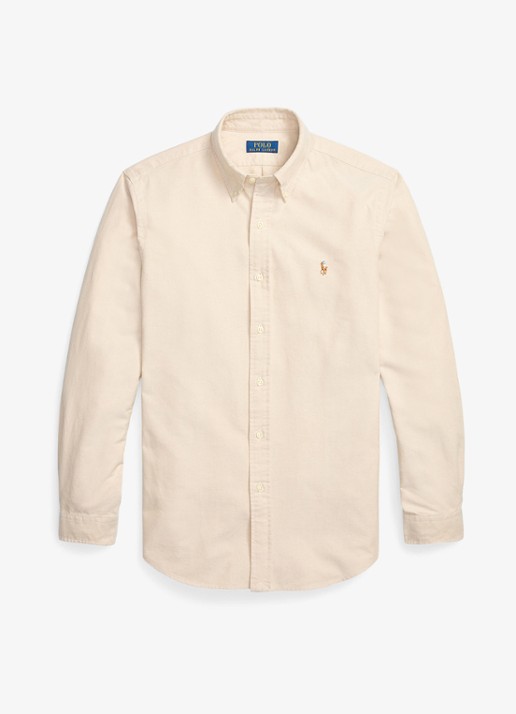 Ralph Lauren Oxford custom fit overhemd met button down kraag - voorkant 4 camel/white / camel