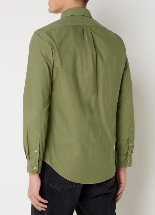 Ralph Lauren Oxford custom fit overhemd met logoborduring - achterkant sage green / groen