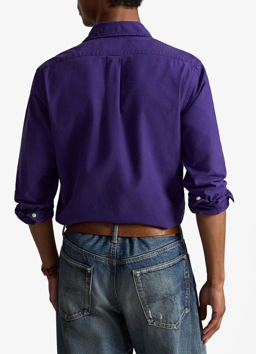 Ralph Lauren Oxford custom fit overhemd met logoborduring - achterkant 5 medieval purple / paars