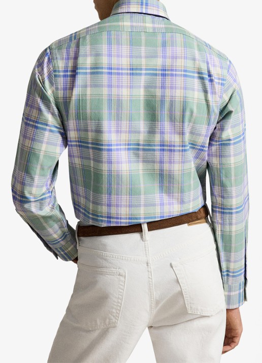 Ralph Lauren Oxford custom fit overhemd met ruitdessin - achterkant 4 faded mint / mint