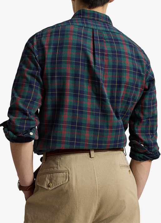 Ralph Lauren Oxford custom fit overhemd met ruitdessin - achterkant navy green multi / donkerblauw