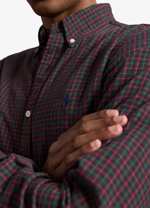 Ralph Lauren Oxford custom fit overhemd met ruitdessin - detail 2 forest red multi / rood