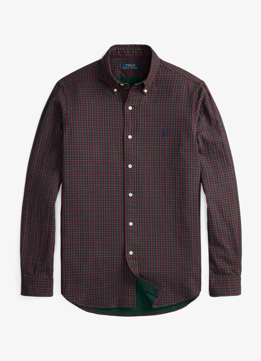 Ralph Lauren Oxford custom fit overhemd met ruitdessin - voorkant 3 forest red multi / rood