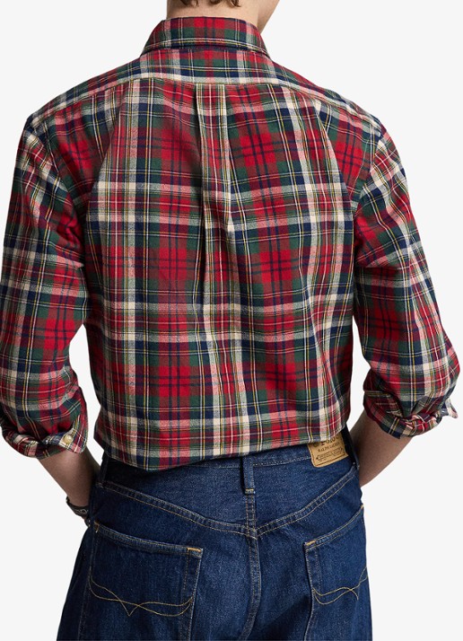 Ralph Lauren Oxford custom fit overhemd met ruitdessin - achterkant red green multi / rood