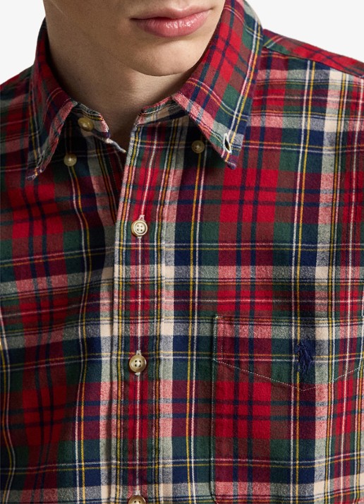 Ralph Lauren Oxford custom fit overhemd met ruitdessin - detail 5 red green multi / rood