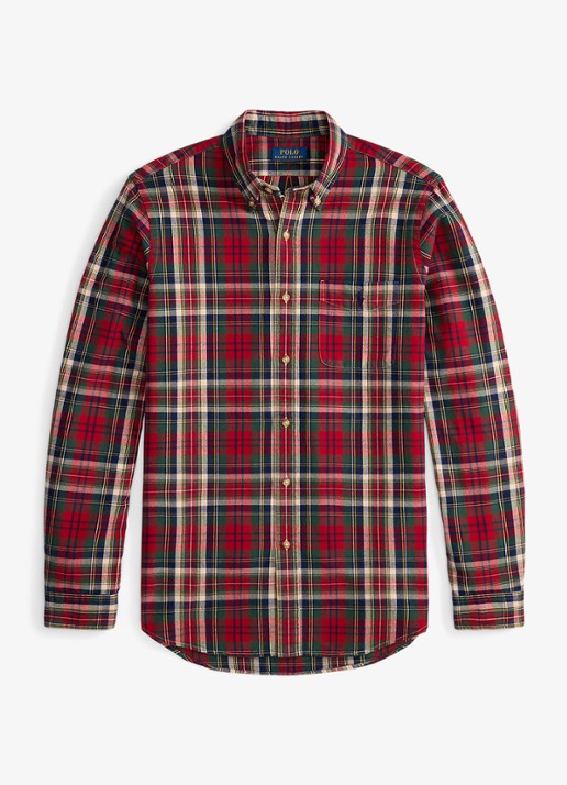 Ralph Lauren Oxford custom fit overhemd met ruitdessin - voorkant 2 red green multi / rood