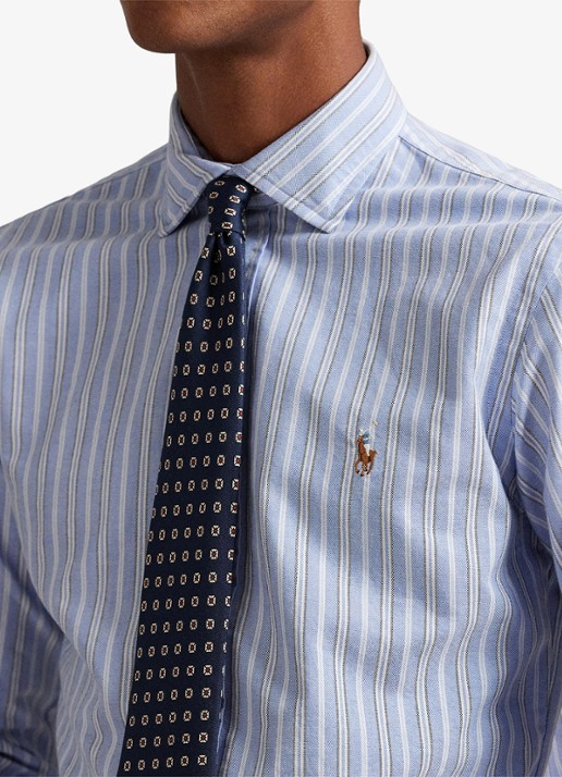 Ralph Lauren Oxford custom fit overhemd met streepprint - detail 5 blue / blauw
