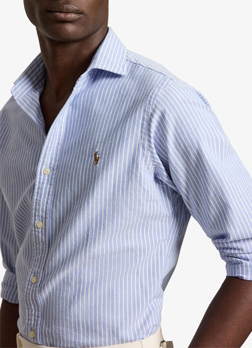 Ralph Lauren Oxford custom fit overhemd met streepprint - detail 2 blue/white / blauw