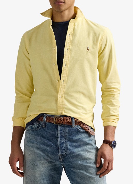 Ralph Lauren Oxford slim fit overhemd met button down kraag - voorkant 5 yellow oxford