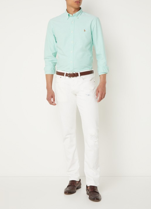 Ralph Lauren Oxford slim fit overhemd met button down kraag - voorkant 4 mint