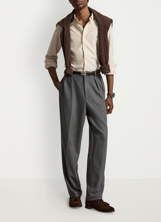 Ralph Lauren Oxford slim fit overhemd met button down kraag - detail camel/white / camel