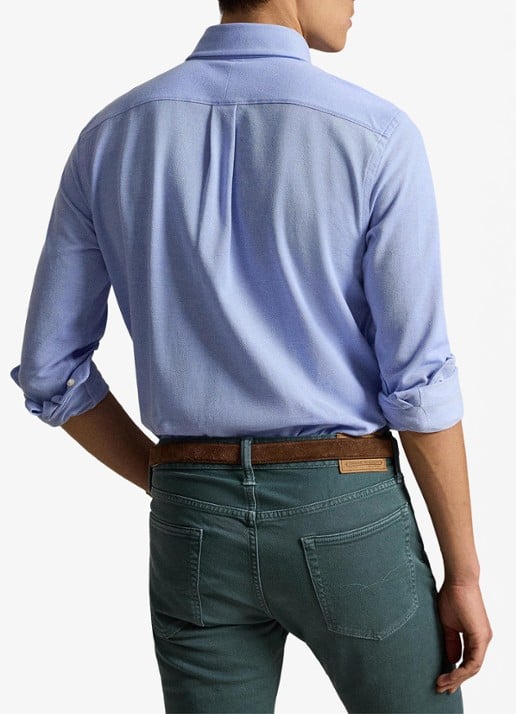 Ralph Lauren Oxford slim fit overhemd met logo - achterkant 3 harbor island blue / blauw