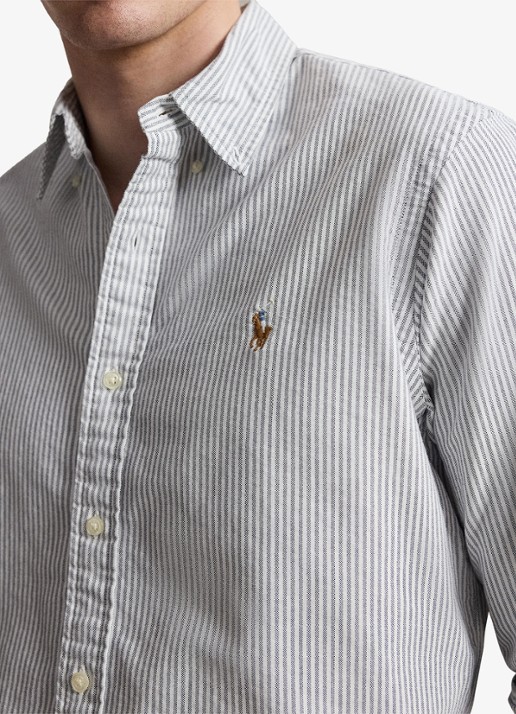 Ralph Lauren Oxford slim fit overhemd met streepprint - detail 2 navy white / donkerblauw