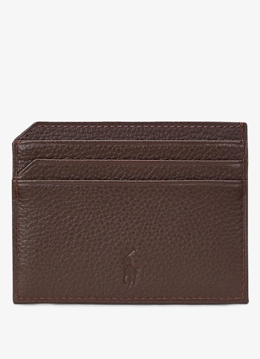 Ralph Lauren Pasjeshouder van leer met logo - detail 2 dark brown / donkerbruin