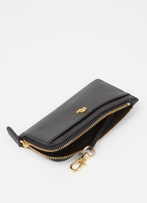 Ralph Lauren Pasjeshouder van leer met logo - voorkant 3 zwart