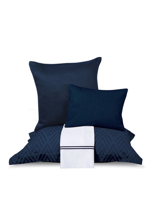 Ralph Lauren Penthouse kussensloop van katoensatijn 624TC - detail donkerblauw