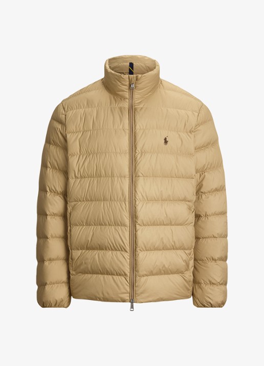 Ralph Lauren Performance gewatteerde jas met ritszakken - voorkant 4 rl khaki  / khaki