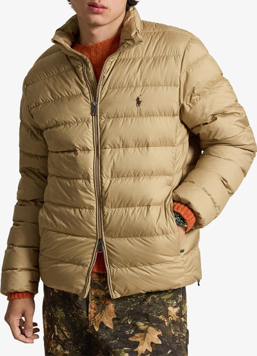 Ralph Lauren Performance gewatteerde jas met ritszakken - voorkant 5 rl khaki  / khaki