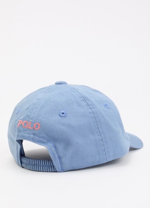 Ralph Lauren Pet met logo - detail staalblauw