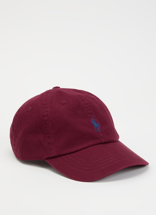 Ralph Lauren Pet met logoborduring  - voorkant bordeauxrood