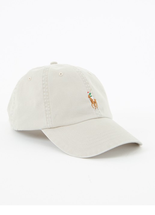 Ralph Lauren Pet met logoborduring  - voorkant khaki