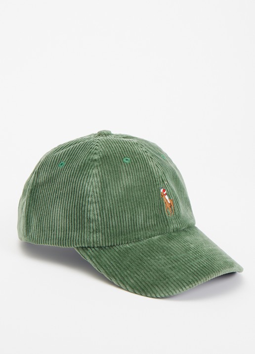Ralph Lauren Pet van corduroy met logoborduring  - voorkant groen