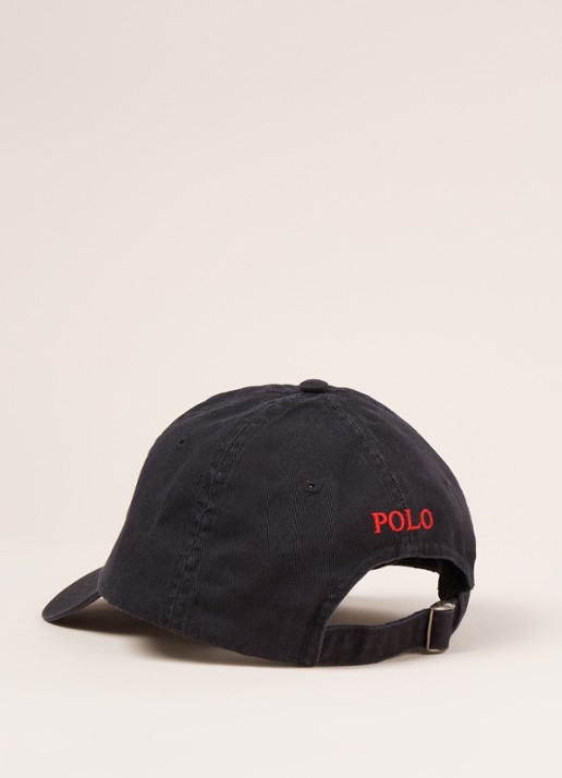 Ralph Lauren Pet van katoen met logoborduring - detail zwart